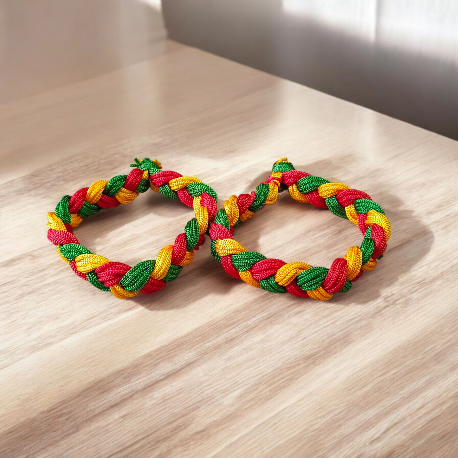 Multicolor handmade adjustable spiritual bracelet set of 2 – traditional pooja kalawa dhaga for men, women, and girls by Timeshopee