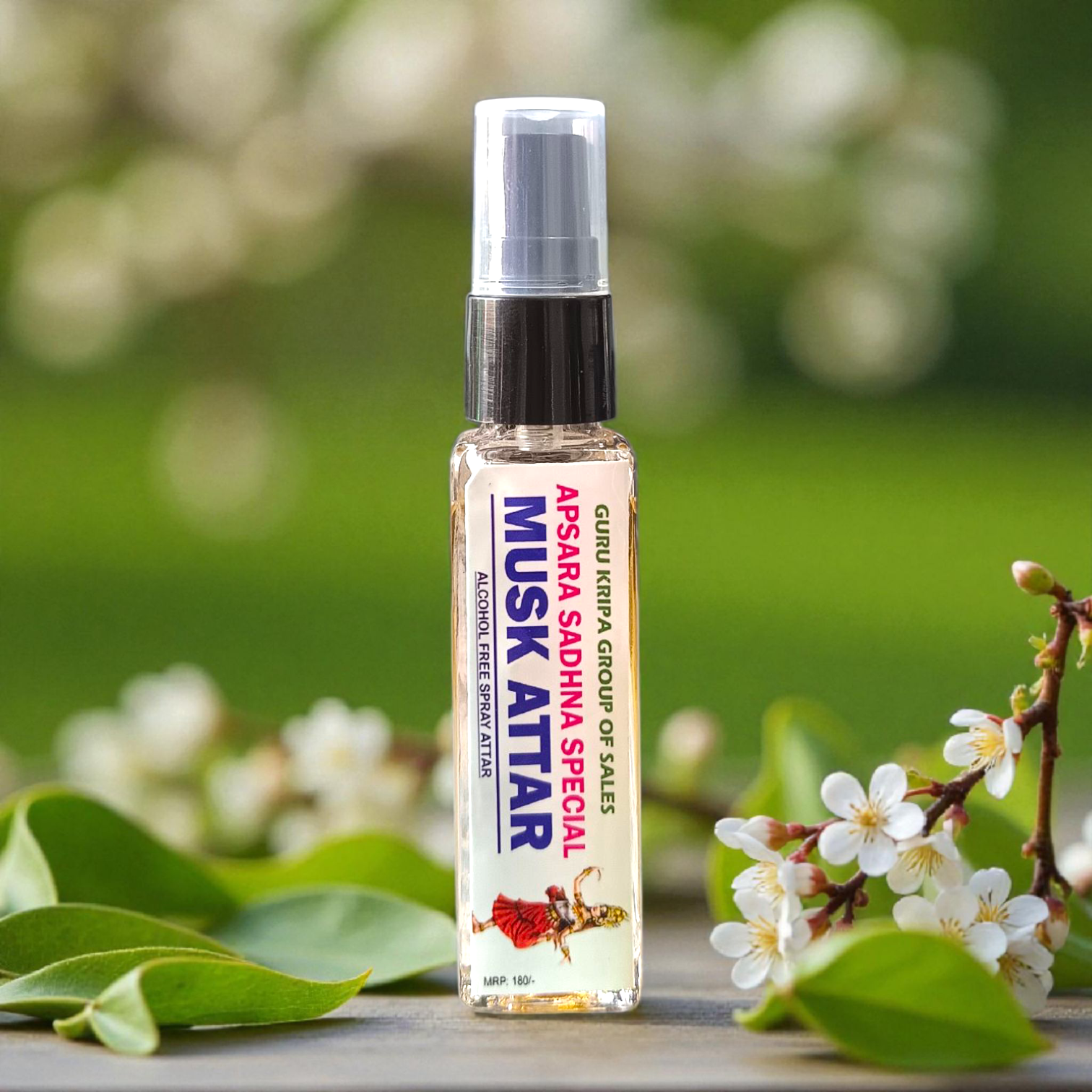 Musk Spray Attar 25ML in a sleek spray bottle, perfect for meditation, pooja, and daily fragrance use