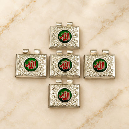 Muslim Silver Square Taweez Set of 5 with Bhojpatra Sheet for Spiritual Practice