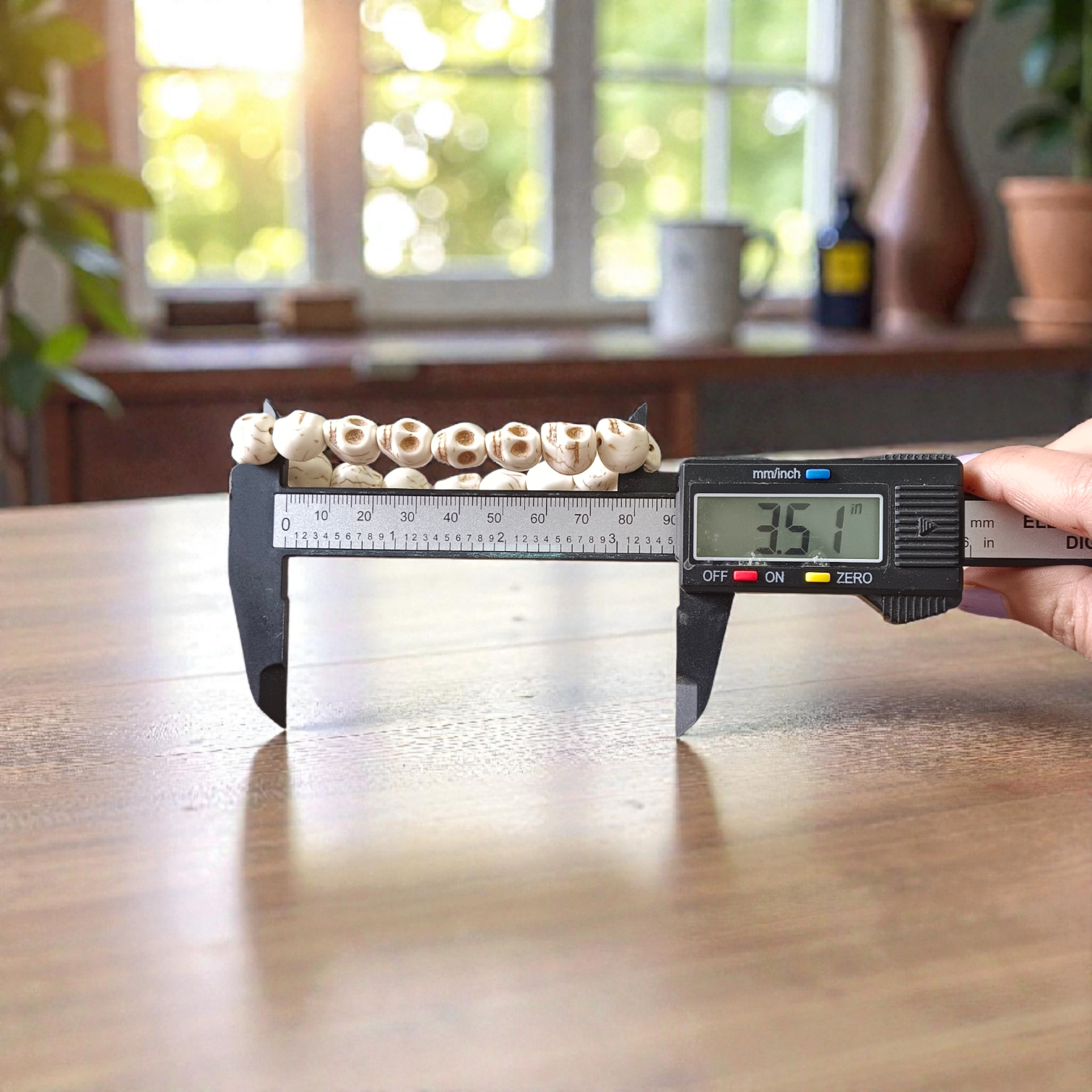 Nar Mund Bracelet with 12mm premium beads, stretchable design, displayed for fashion and wellness purposes