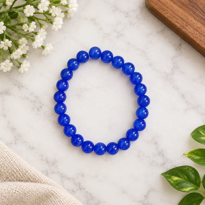 Natural Blue Agate Mala and Bracelet Combo Set | Blue Hakik Lab Certified