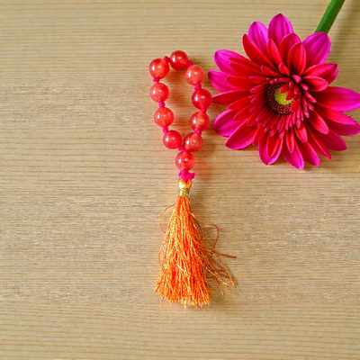 Natural Carnelian Finger Mala 9+1 Beads  | Lab Certified for Meditation & Focus