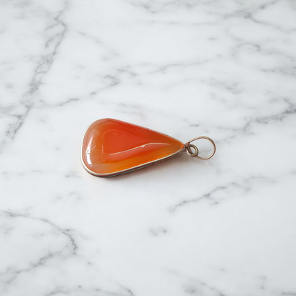 Natural Carnelian & Orange Aventurine gemstone pendant with metal cap, handcrafted and lab-certified for healing and spiritual use
