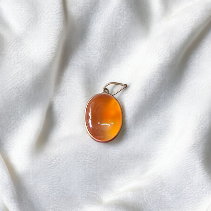Natural Carnelian & Orange Aventurine gemstone pendant with metal cap, handcrafted and lab-certified for healing and spiritual use