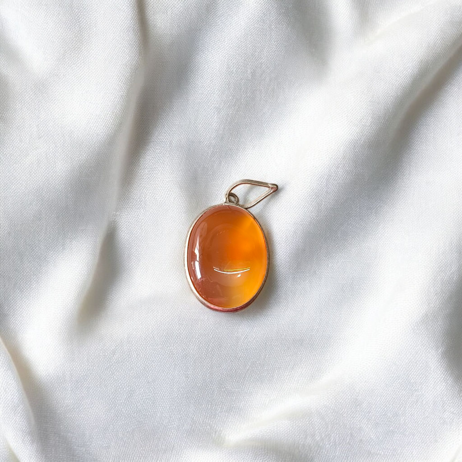 Natural Carnelian & Orange Aventurine gemstone pendant with metal cap, handcrafted and lab-certified for healing and spiritual use