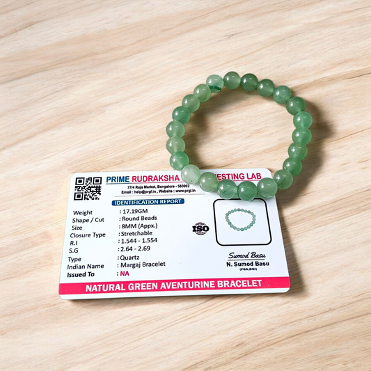 Natural Green Aventurine (Margaj) Bracelet 8mm lab-certified stretchable beads for meditation, heart chakra activation, and healing – unisex design by Timeshopee
