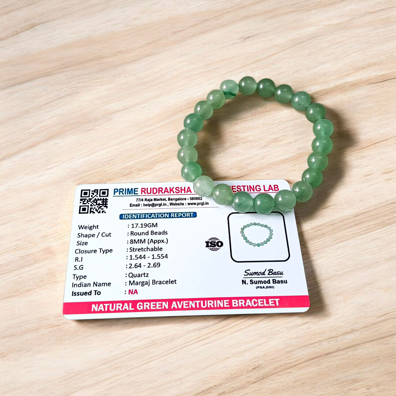 Natural Green Aventurine (Margaj) Bracelet 8mm lab-certified stretchable beads for meditation, heart chakra activation, and healing – unisex design by Timeshopee