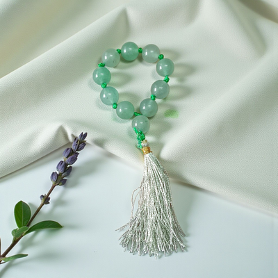 Natural Green Aventurine Finger Mala 9+1 Beads | Margaj | Lab Certified