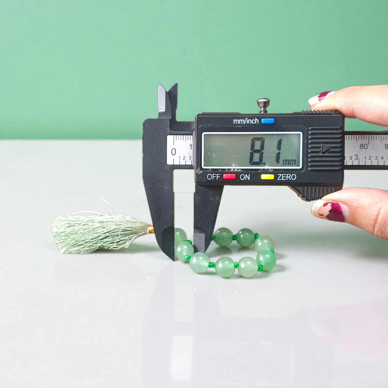 Natural Green Aventurine (Margaj) Finger Mala with 9+1 lab-certified 8mm beads for quick mantra chanting and travel meditation – unisex spiritual mala by Timeshopee