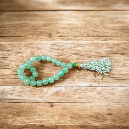 Natural Green Aventurine Margaj Mala with 108+1 beads (8mm) used for meditation, chanting, and healing – lab-certified and handcrafted by Timeshopee