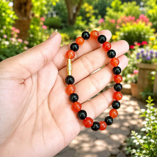 Natural Hessonite Black Agate Bracelet 8MM Lab Certified Gemstone Bracelet for Protection Energy Balance Daily Wear