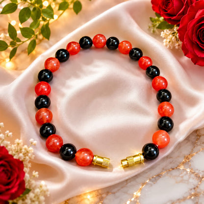 Natural Hessonite Black Agate Bracelet 8MM Lab Certified Gemstone Bracelet for Protection Energy Balance Daily Wear