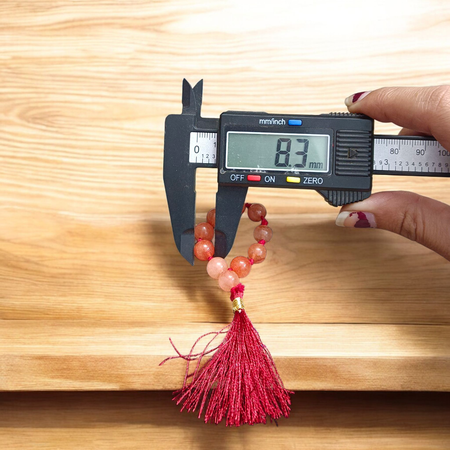 Natural Hessonite (Gomed) Finger Mala 9+1 Beads, 8mm Size – Lab Certified Meditation and Planetary Healing Stone Beads from Timeshopee