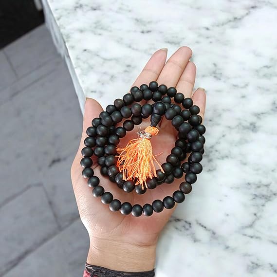 Natural Karungali (Ebony) Mala - 108+1 Beads 8MM - Lab Certified