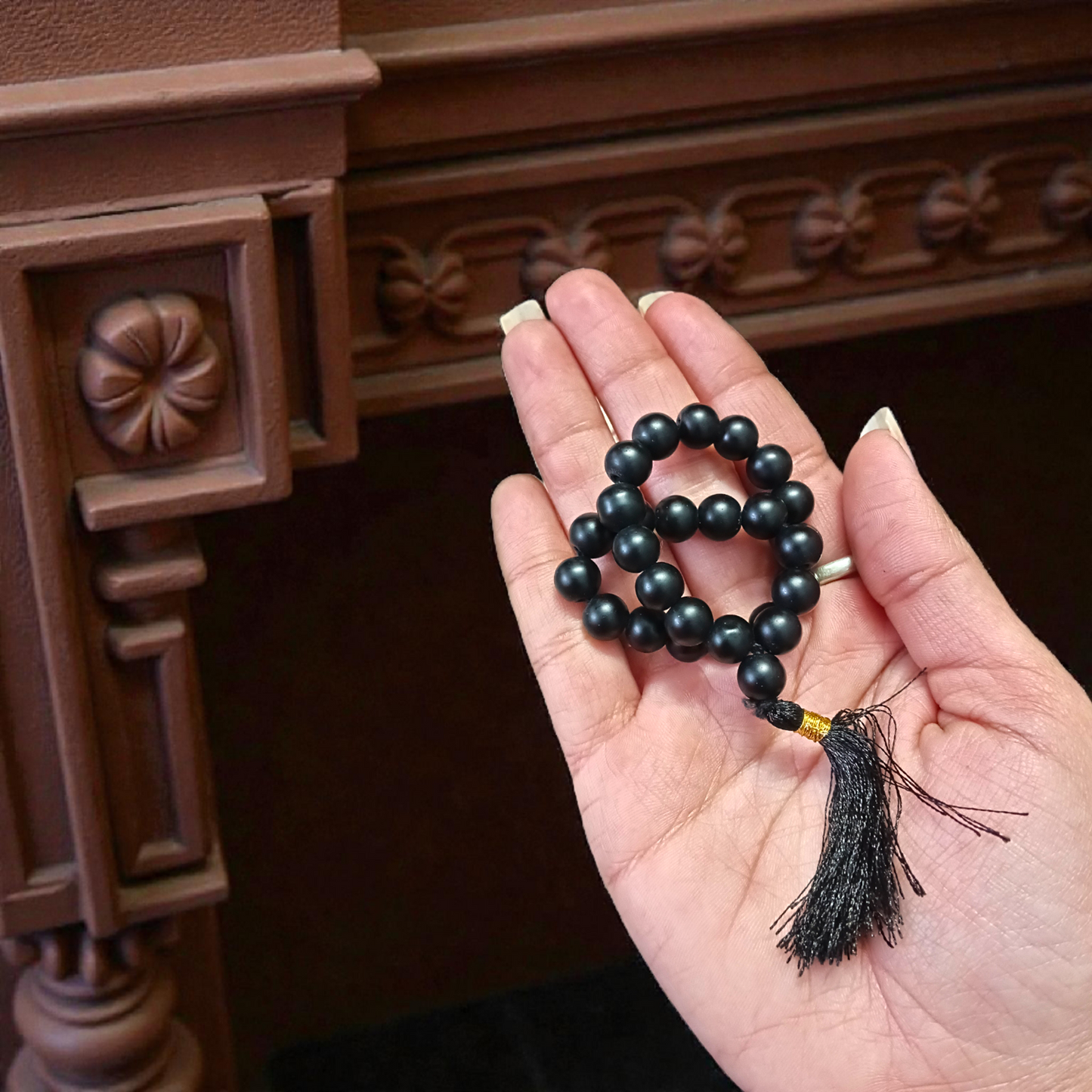 Natural Karungali (Ebony) Mala - 108+1 Beads 8MM - Lab Certified