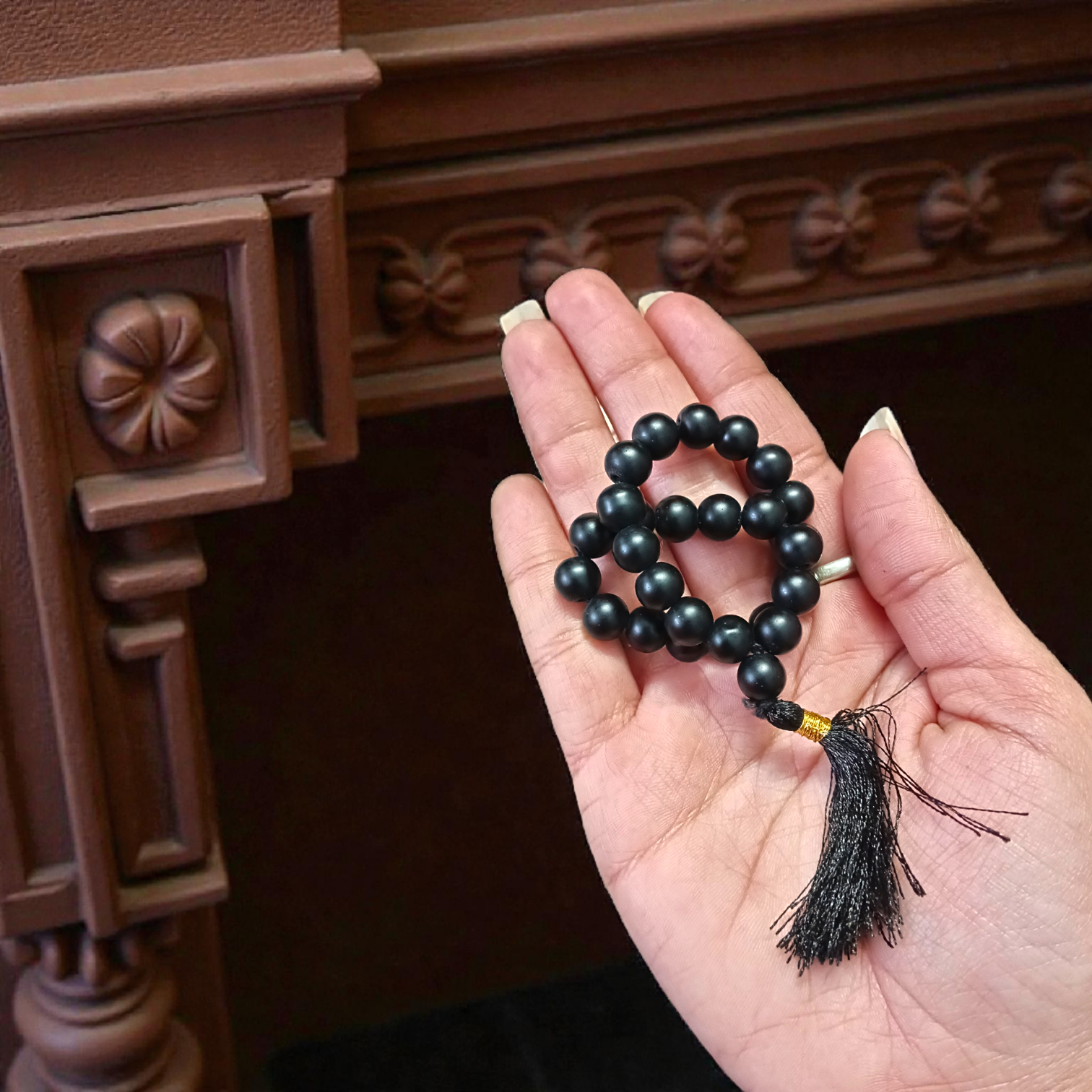 Natural Karungali (Ebony) Mala - 108+1 Beads 8MM - Lab Certified