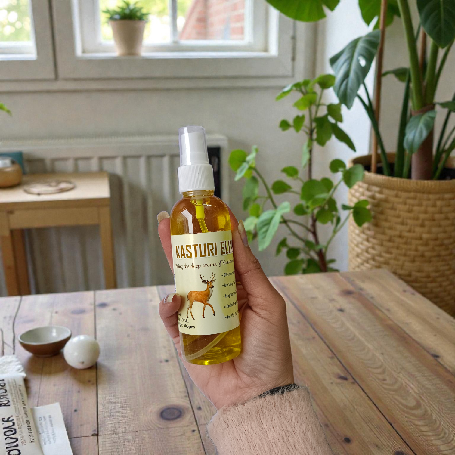 Natural Kasturi Elixir Spray Attar 100ML set of 2 bottles with musk fragrance packaging