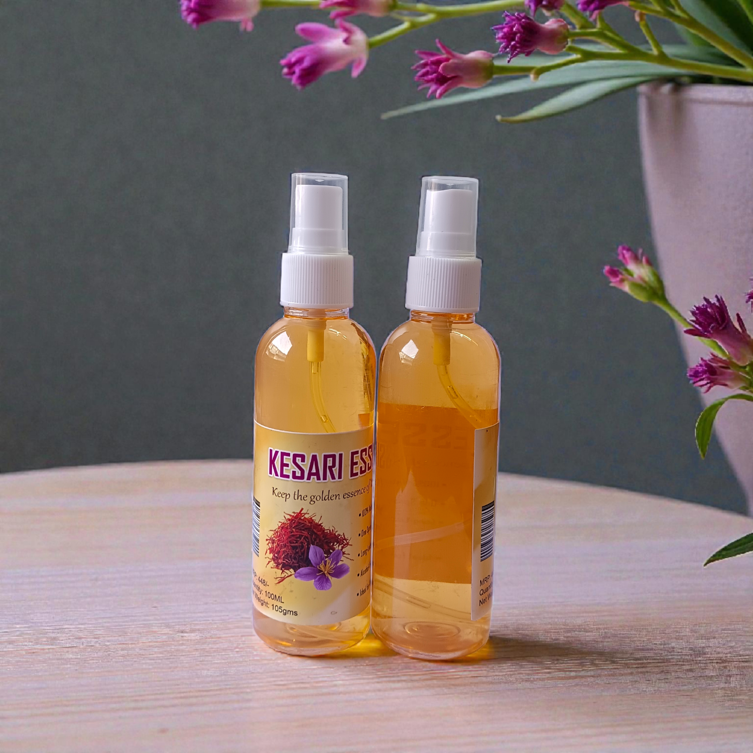 Natural Kesari Essence Spray Attar 100ML bottle with rich saffron-inspired fragrance packaging