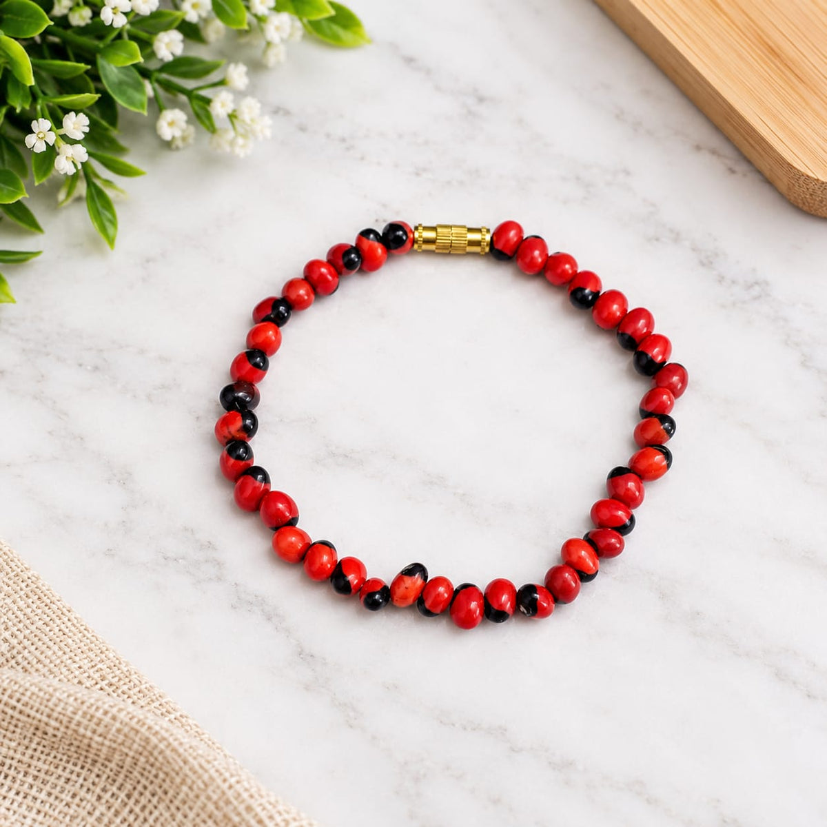 Natural Lal Gunja Mala and Red Gunja Bracelet lab certified spiritual combo for tantra, mantra chanting and protection