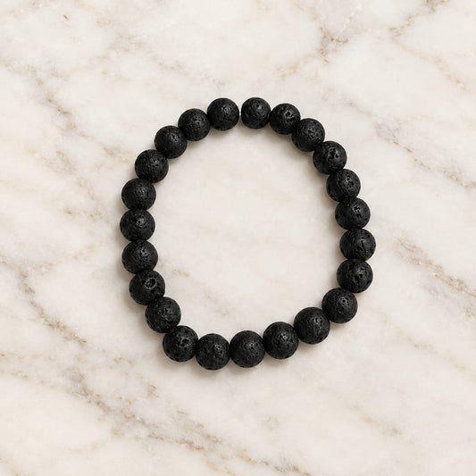 Natural Lava Stone Bracelet 8mm beads, stretchable lab certified bracelet for meditation, daily wear and spiritual practice