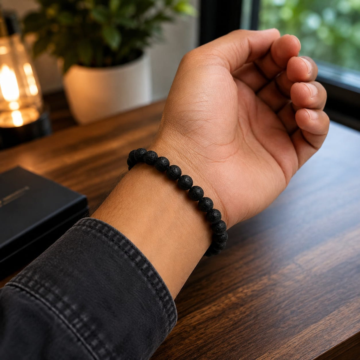Natural Lava Stone Bracelet 8mm beads, stretchable lab certified bracelet for meditation, daily wear and spiritual practice