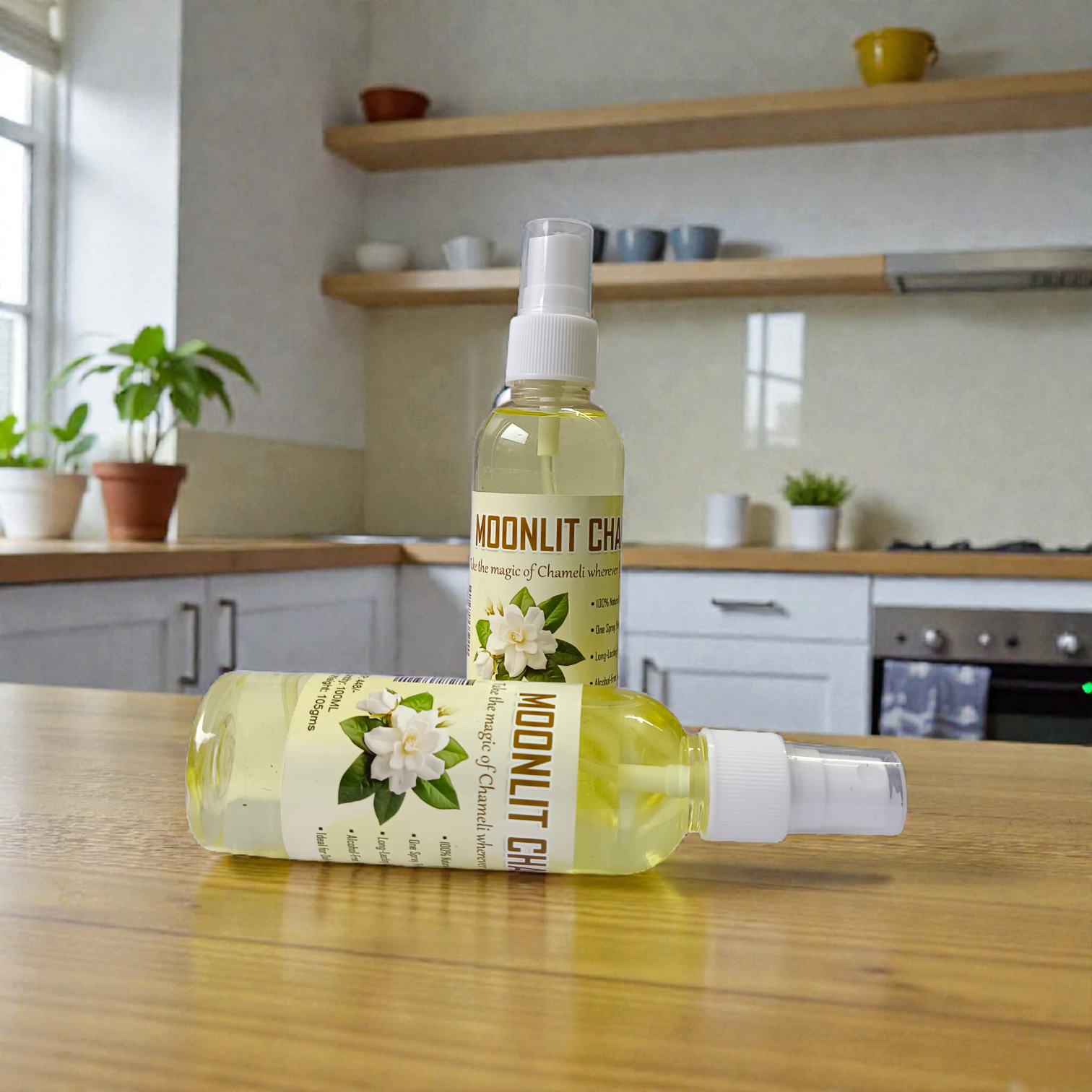 Natural Moonlit Chameli Spray Attar 100ML set of 2 bottles with jasmine floral fragrance packaging