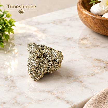 Natural certified raw pyrite crystal cluster for wealth, manifestation, vastu, healing, and protection