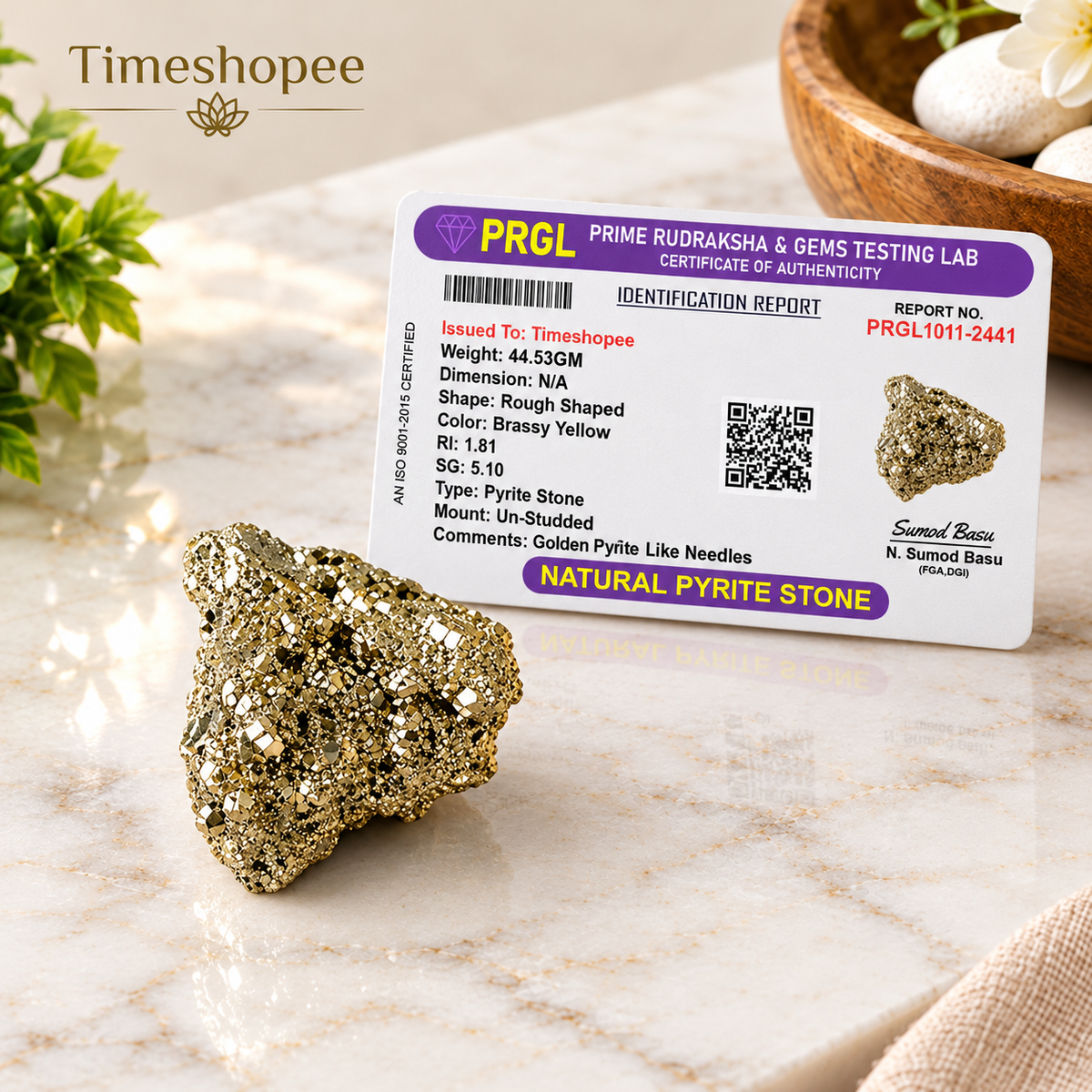 Natural certified raw pyrite crystal cluster for wealth, manifestation, vastu, healing, and protection