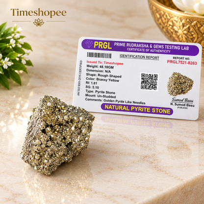 Natural certified raw pyrite crystal cluster for wealth, manifestation, vastu, healing, and protection
