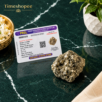 Natural certified raw pyrite crystal cluster for wealth, manifestation, vastu, healing, and protection