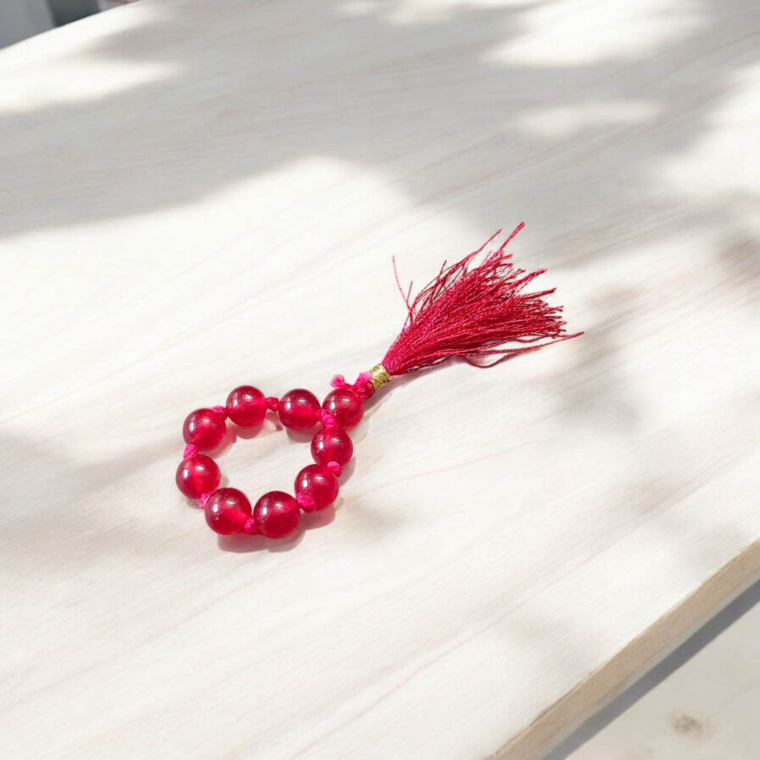 Natural Red Agate Finger Mala 9+1 Beads (Red Hakik), 8mm Size – Lab Certified Healing and Meditation Beads from Timeshopee