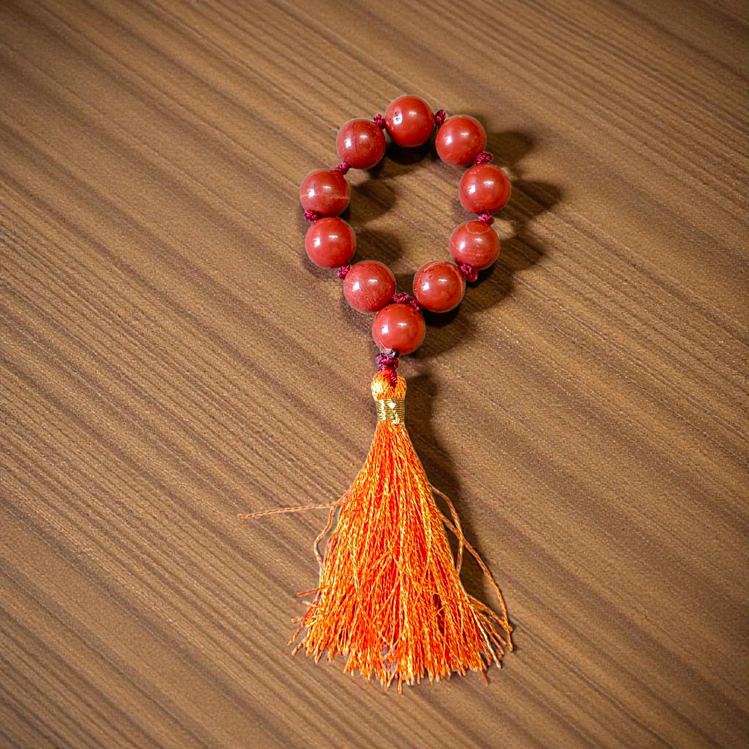 Natural Red Jasper Finger Mala with 9+1 beads, 8MM, used for meditation, prayer, and Reiki sessions