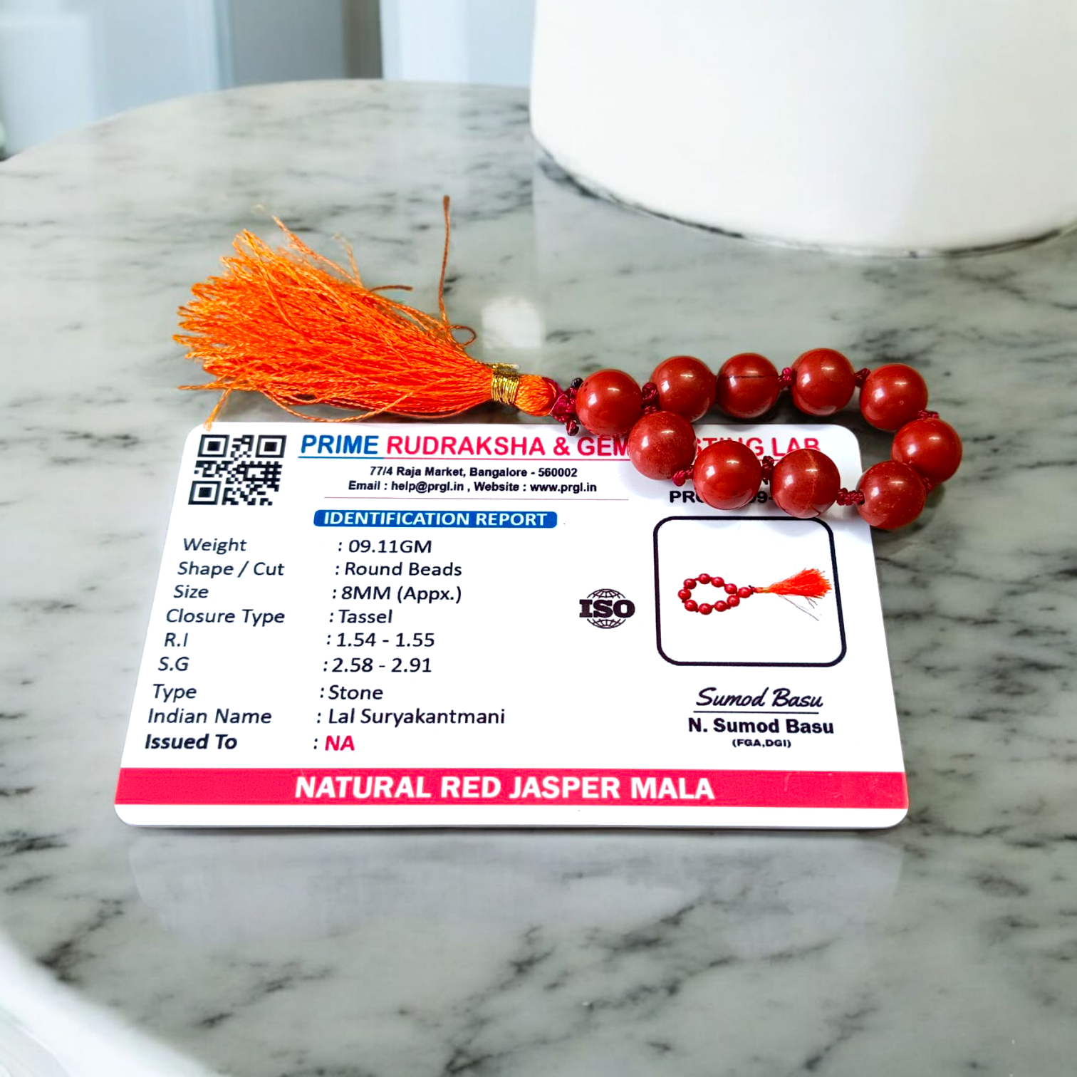 Natural Red Jasper Finger Mala with 9+1 beads, 8MM, used for meditation, prayer, and Reiki sessions