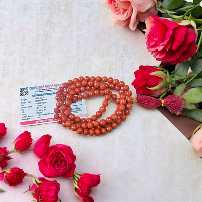 Natural Red Jasper Mala 108+1 Beads 8mm | Lab Certified