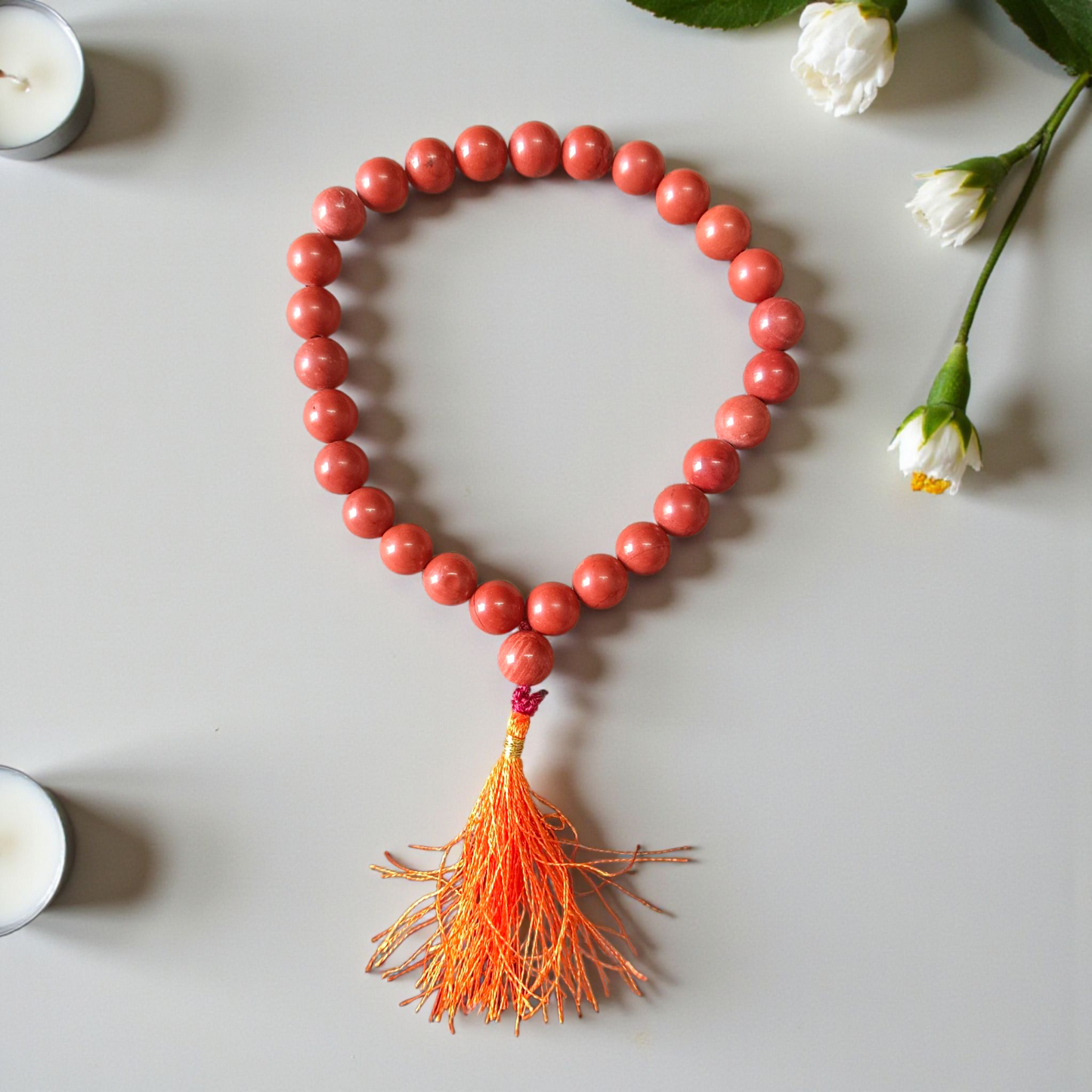 Natural Red Jasper Mala with 27+1 beads, 8MM size, used for meditation and mantra chanting