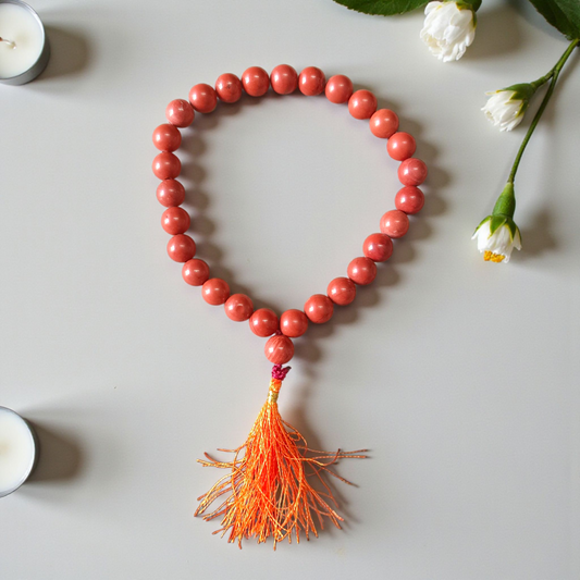 Natural Red Jasper Mala with 27+1 beads, 8MM size, used for meditation and mantra chanting