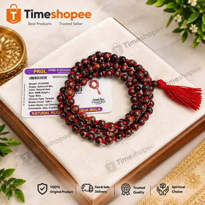Natural Red Sandalwood Mala & Bracelet Combo | Lal Chandan | Lab Certified