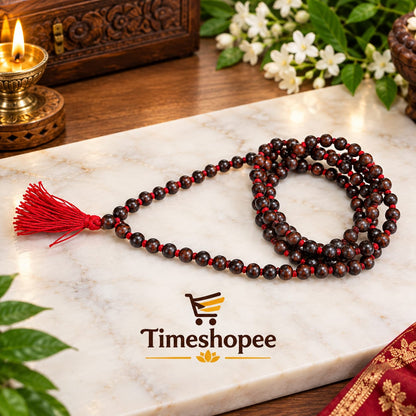 Natural Red Sandalwood Mala & Bracelet Combo | Lal Chandan | Lab Certified