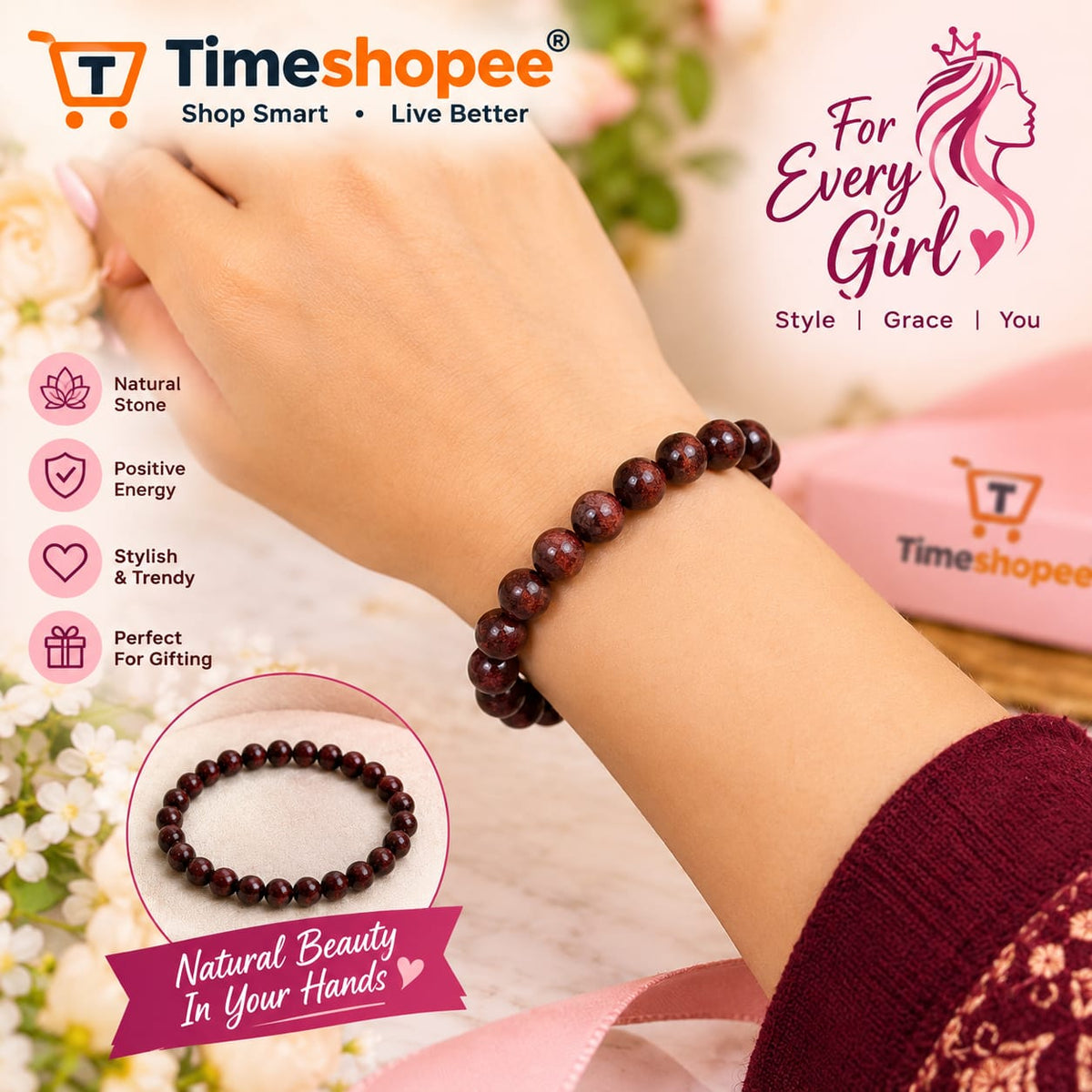 Natural Red Sandalwood Mala & Bracelet Combo | Lal Chandan | Lab Certified