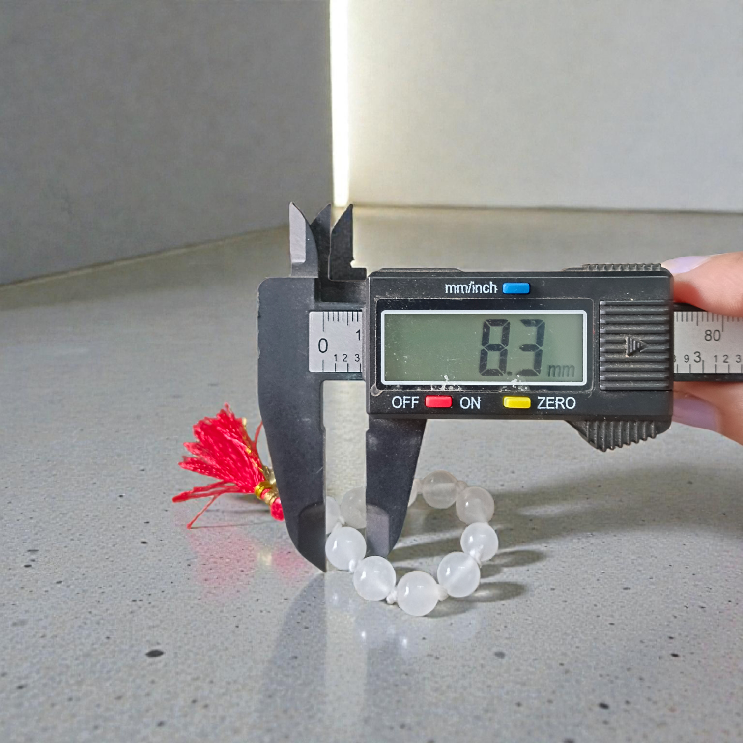 Natural Rock Crystal Finger Mala 9+1 beads, AAA-quality Sphatik 8mm lab-certified mala for meditation, energy healing, and positive vibrations