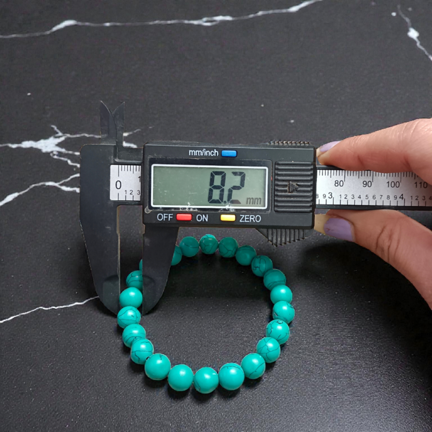 Natural Turquoise (Firoza) Bracelet with 8MM lab-certified beads, stretchable design for emotional balance and daily protection