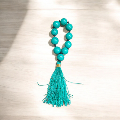 Natural Turquoise Finger Mala 9+1 Beads | Lab Certified Firoza | Meditation & Healing