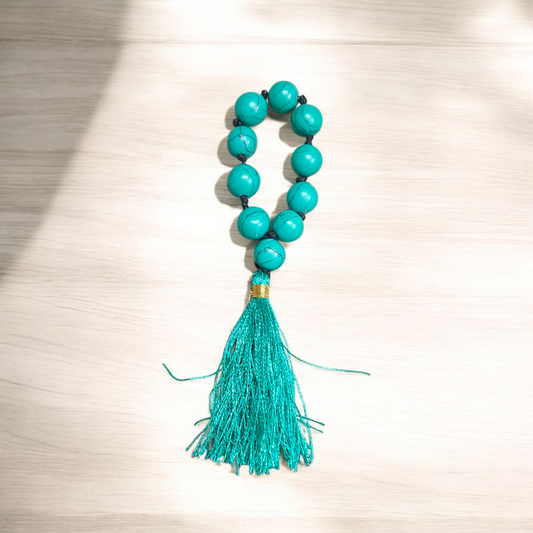 Natural Turquoise (Firoza) Finger Mala 9+1 Beads, 8mm Size – Lab Certified Meditation and Healing Beads from Timeshopee