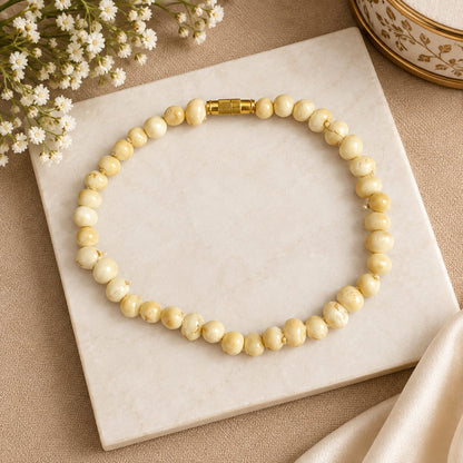 Natural White Gunja Mala and Bracelet Combo Lab Certified Spiritual Protection