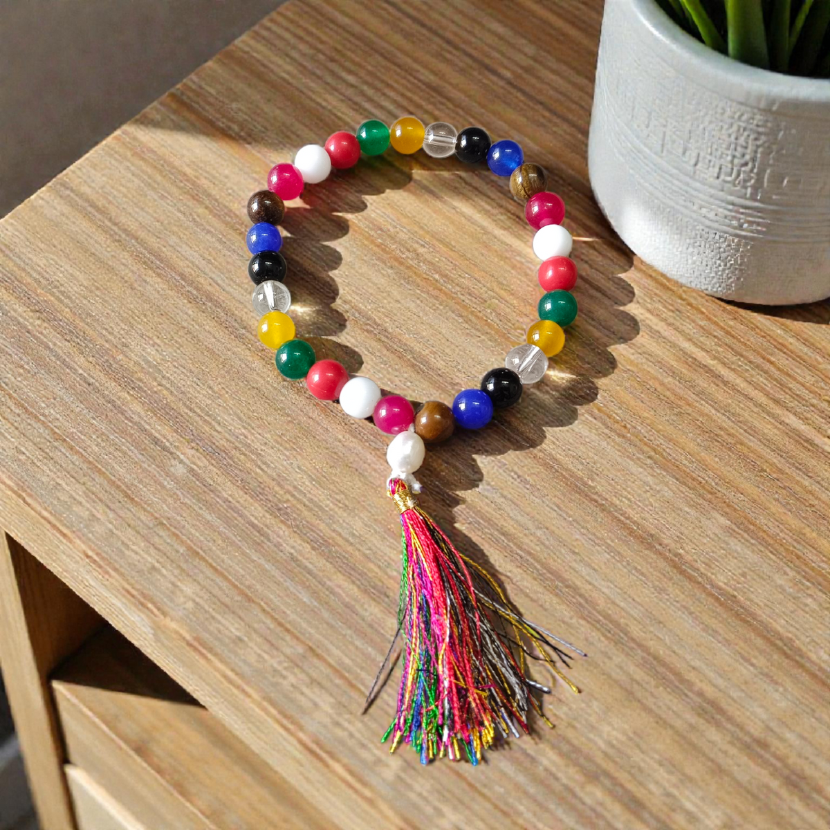 Navratan Navgrah Mala 27+1 Beads 8MM Lab Certified Spiritual Gemstone Mala