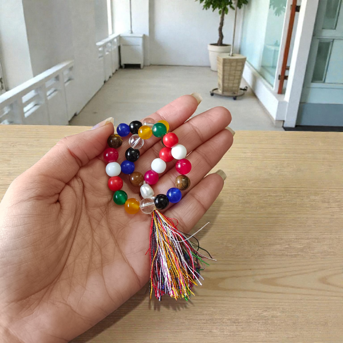 Navratan Navgrah Mala 27+1 Beads 8MM Lab Certified Spiritual Gemstone Mala
