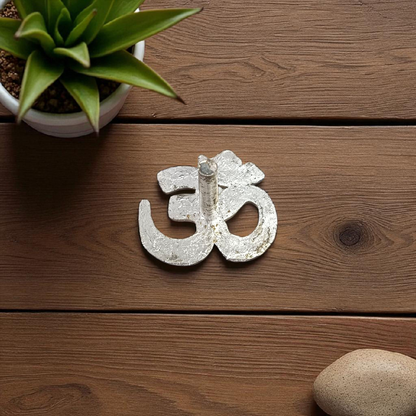Om Tilak Sancha for forehead application, made of silver metal, used for precise tilak stamping during religious rituals, available at Timeshopee