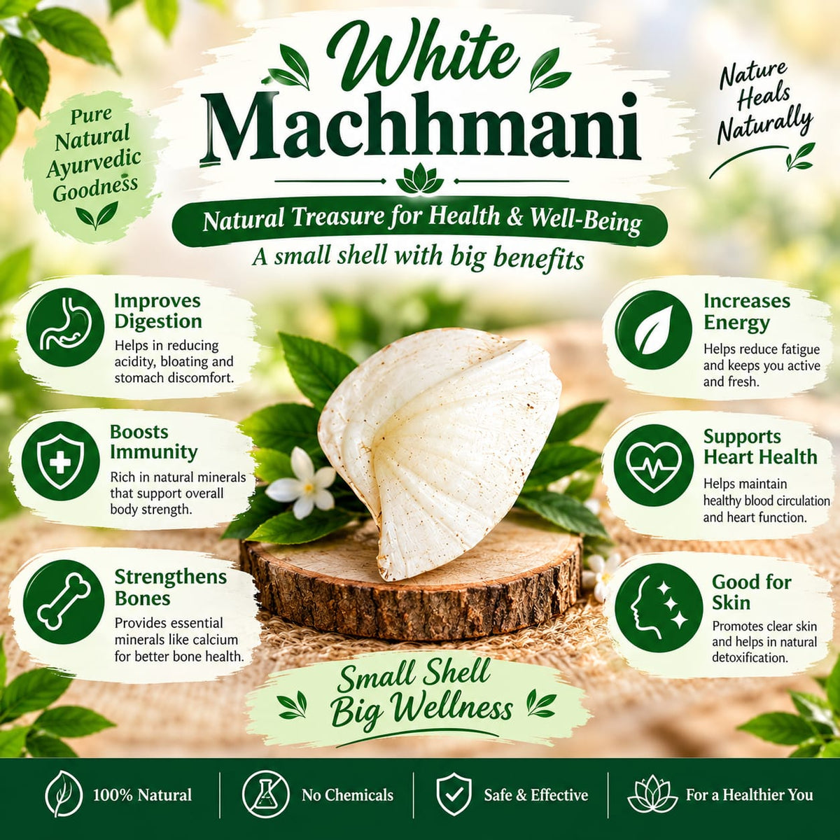 Original White Machhmani Natural Stone Lab Certified for Spiritual Practices Wealth Protection
