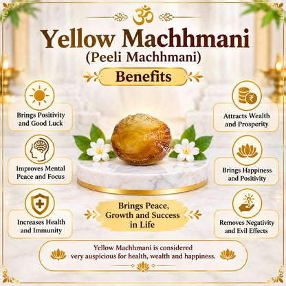 Original Yellow Machhmani Natural Lab Certified Without Pendant for Spiritual Pooja