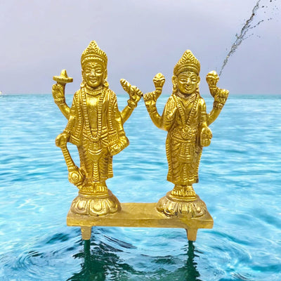 Lakshmi Narayan Brass Idols Pair | Divine Blessings & Prosperity – Timeshopee